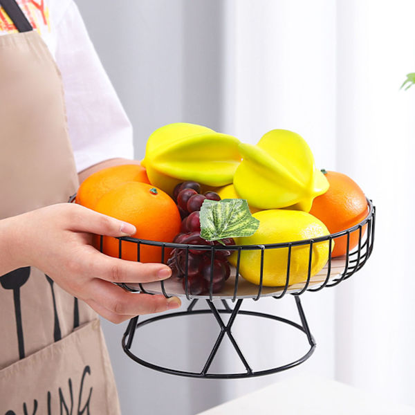 Fruktfat Hult Design Høyfot Jern Marmor Dekorativ Praktisk Baking Fargeprosess Servering Fruktkurv L Svart