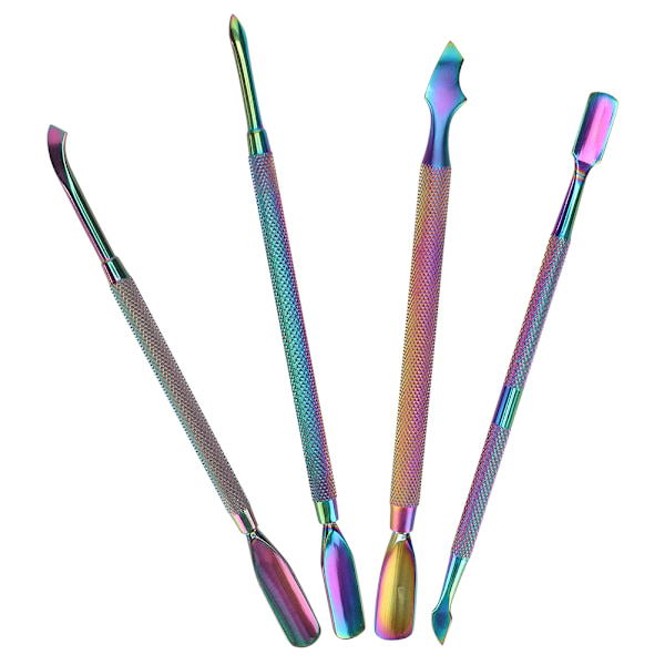 4 st rostfritt stål nagelbandsskjutare med dubbla ändar stålpusher Dead Skin Remover (4st set)