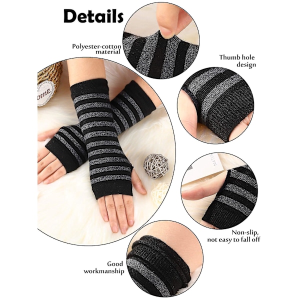 Cashmere Feel Fingerless Gloves Set - 4 par, 4 färger