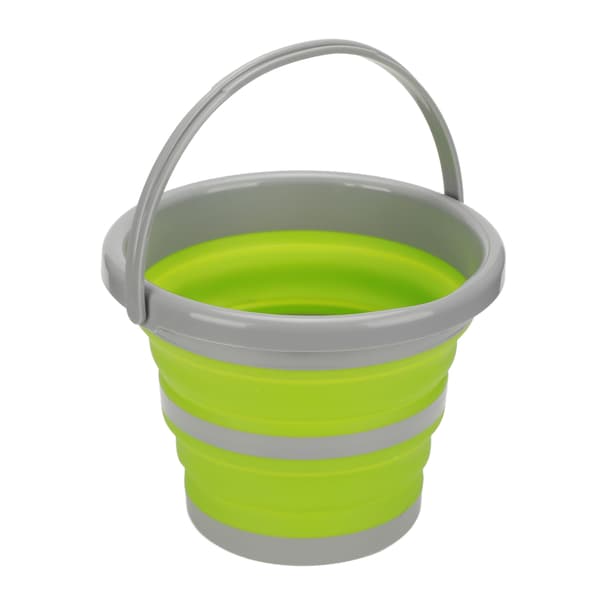 Foldable Bucket Portable Handle Easy Hanging Green Silicone Plastic Material Car Foldable Bucket for CampingGreen Small