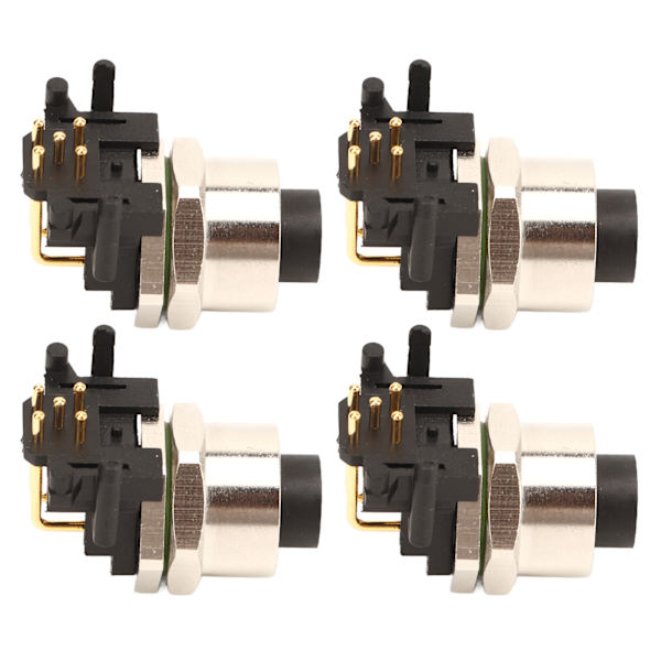 4 stk Elektrisk Aviation Socket Connector M12 5-polet Aluminiumlegering Vandafvisende til RV Båd
