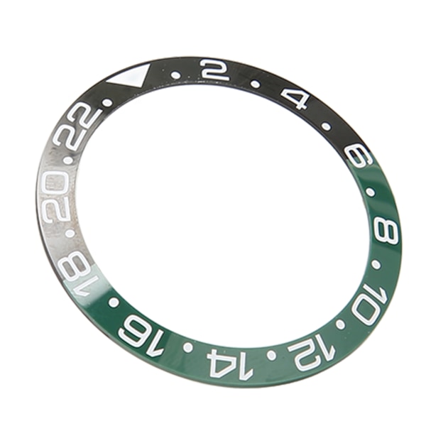 38 mm diameter GMT klocka Bezel Insert Ring Svart Grön Bas Vit Karaktär Keramisk Bezel Insert Base Ring