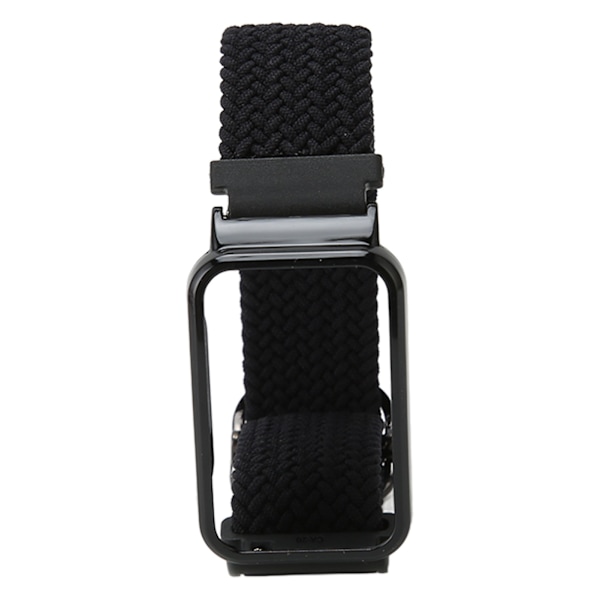 Braided Loop Strap for Mi Band 7 Pro Adjustable Elastic Nylon Loop Bracelet with Protective Frame Black Band Case