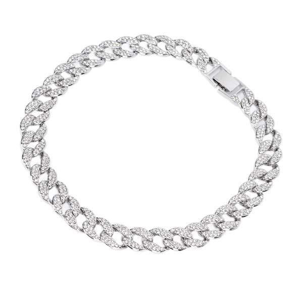 Kubanska mäns halsband 16 tums diamantsmycken Hip Hop halsband Miami kubanska länkkedja Silver