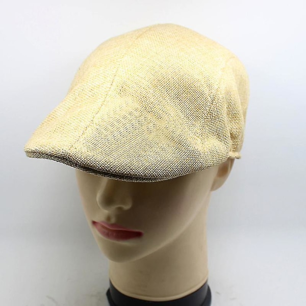Vintage Unisex Ivy Caps Gatsby Newsboy Beret Cabbie Driving Hats Beige