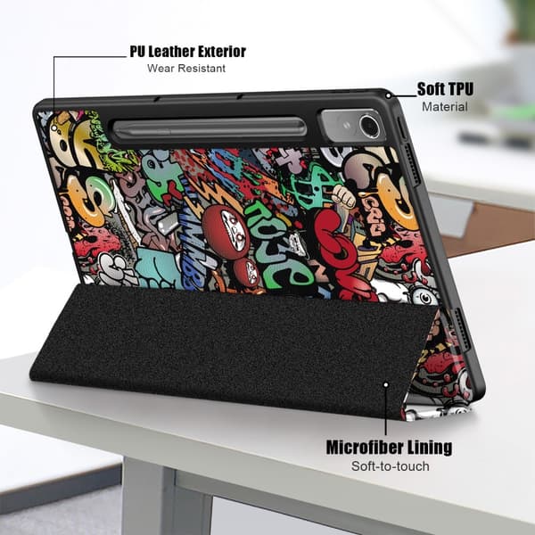 Lenovo Tab P12 Cover Tri-Fold Læder Graffiti 358