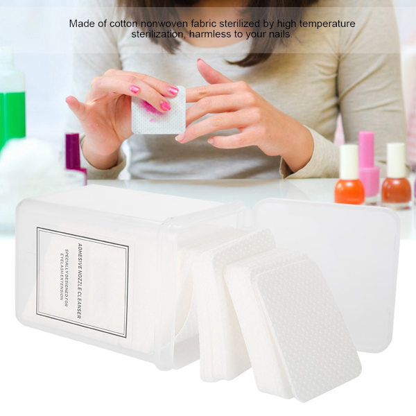 200 st/set Nagelbomullsdyna Papper Manikyr Polish Gel Remover Rengöringsmedel Torka luddfri bomullsdyna