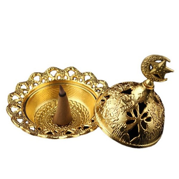 Vintage Røgelsesbrænder Udsøgt Rustbeskyttende Metal Røgelsesbrænder til Soveværelse Stue Måne Stjerner Guld