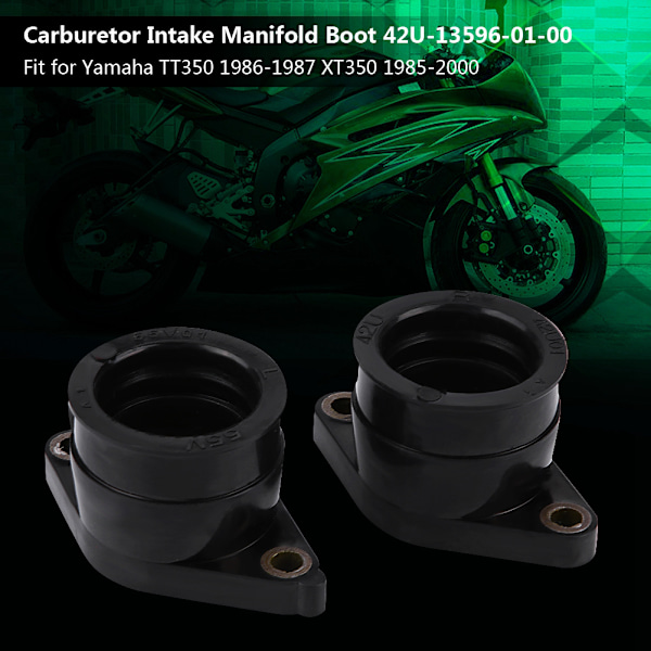 2 stk. karburator Carb Indsugningsmanifold Boot til Yamaha TT350 86-87 XT350 85-00 42U-13596-01-00