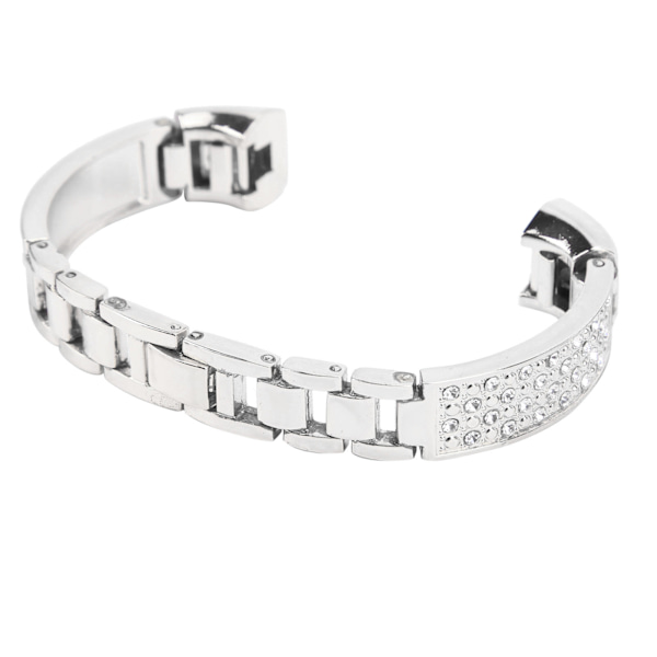 Armband av rostfritt stål för kvinnor inlägg strass Armband Handledsdekoration för FitbitSilver