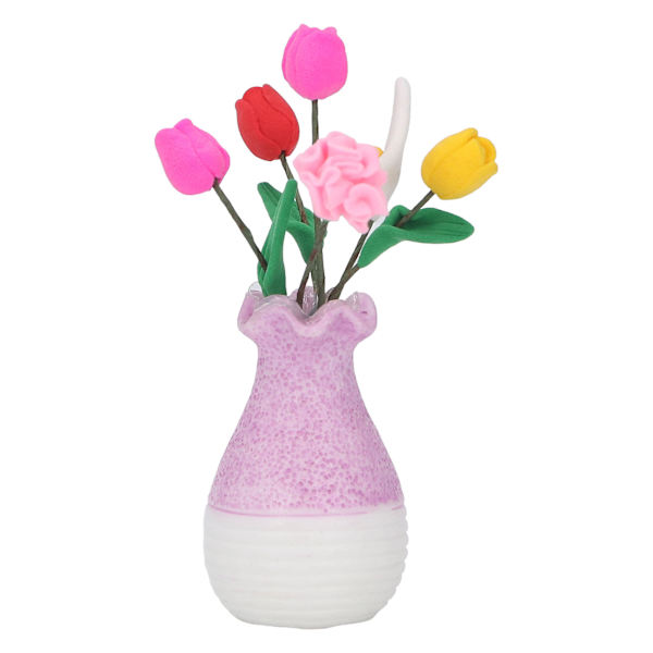 Dukkehust Vase Blomst 1:12 Slidstærkt Harpiks Levende Farver Fint Detaljer Dukkehust Miniatyrblomster til Dukkehust DIY