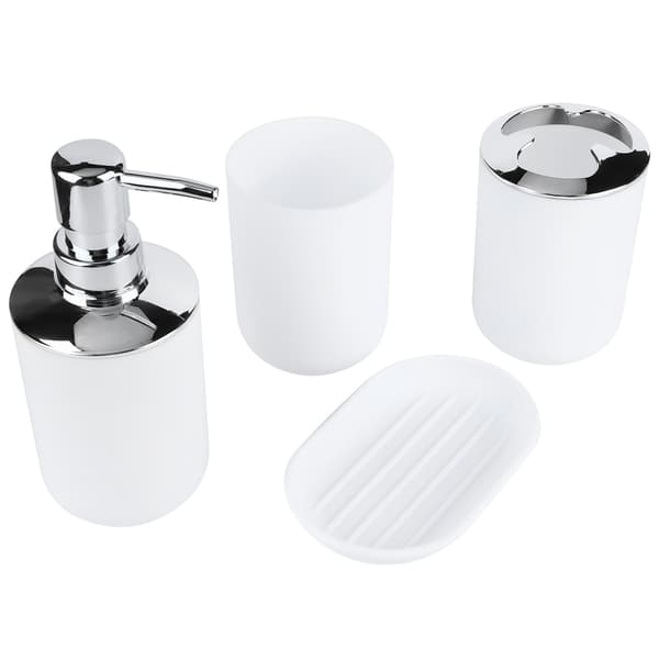 4 pcs/set Bathroom Set Accessories Plastic Lotion Bottle Storage Cup Rinse Cup Soap Dish White