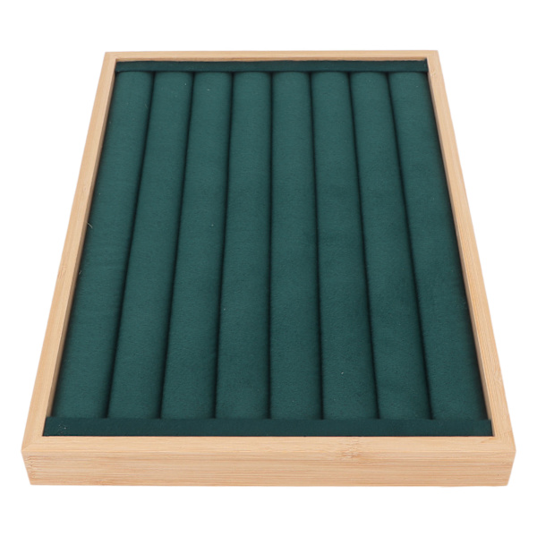 Rings Tray 7 Rows Stackable Protective Scratch-Proof Liner Box Insert Earrings Storage Display Case Green