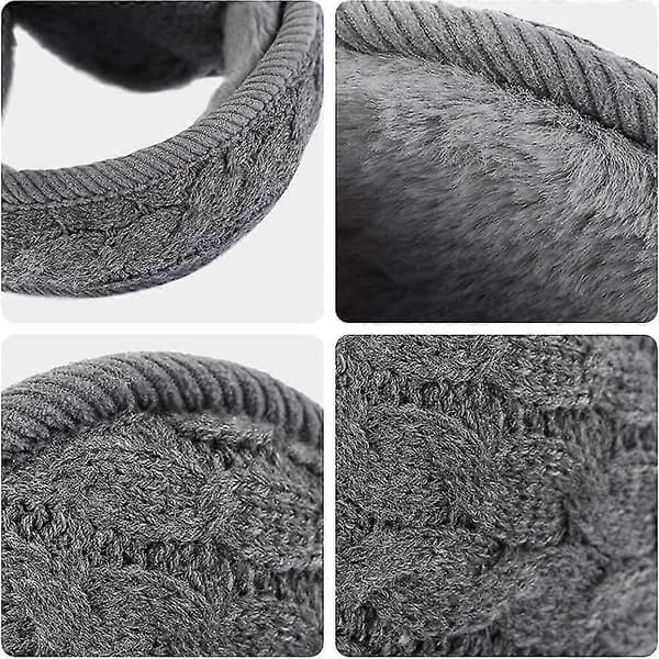 Varma stickade öronvärmare Vikbara Öronmuffar Vinteröronmuffar Unisex Gray
