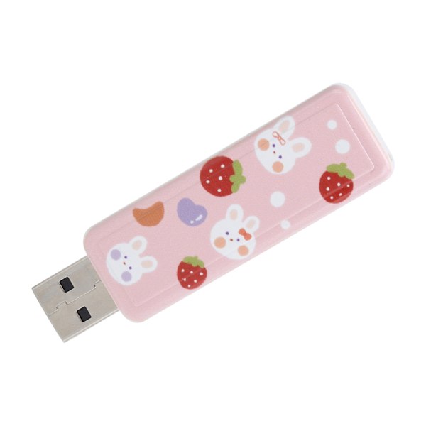 U Disk PushPull USB2.0 Minnebrikke Bil Minnepenn Datatilbehør Jordbær Kaninmønster (128GB)