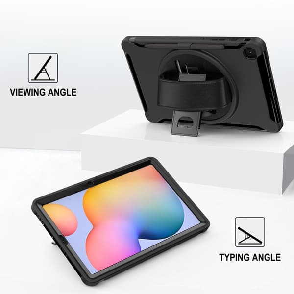 Etui med roterbart stativ til Kompatibel med Samsung Galaxy Tab S6 Lite Svart