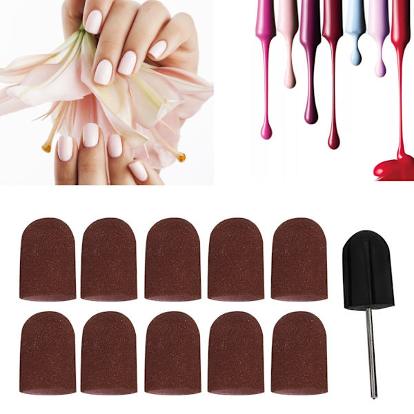 Nail Art Slipband Nagelpolering Sliphuvud Slipring Cap 16 x 25 mm (Brun)
