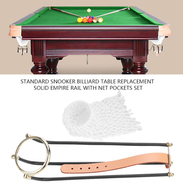 6 kpl Snooker- ja biljardipöydän vakiokiskoja, Solid Empire -kiskoilla ja verkko taskuilla
