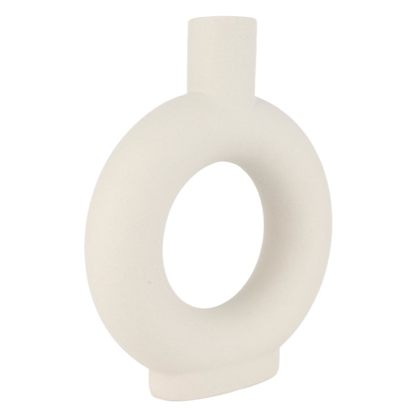 Cirkel Keramisk Vas Cirkulär Ihålig Blomvas Modern Matt Vas Ornament för Vardagsrum Sovrum Kontor