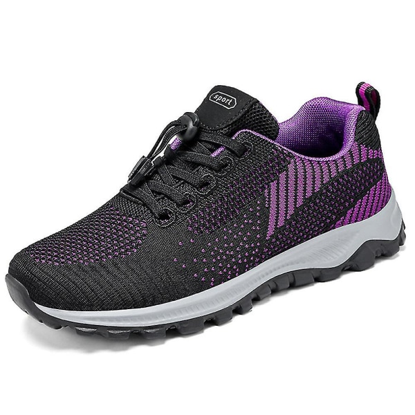 Mode Dam Löparskor Sneakers Tennis Promenadskor Mesh Andas Lättvikts Fitness Work Casual Mode Sneakers black purple 39