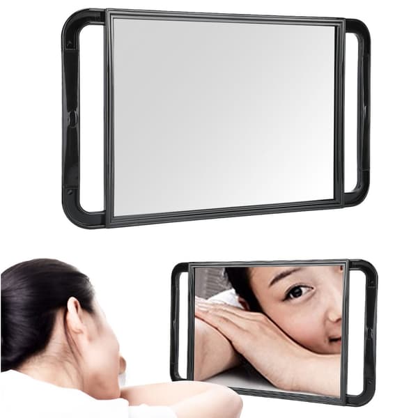Double Handle Mirror Large Rectangle Makeup Hairdressing Handheld Back Mirror Salon Barber Supplies