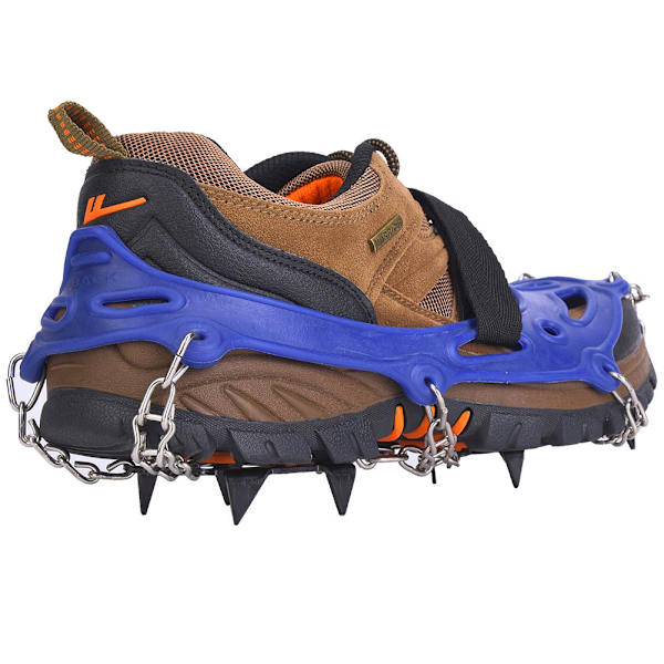 1 par Universal 14-tänder Anti-Slip Ice Cleat Skogrepp Spikes Crampons Stegjärn för vandring Klättringblå