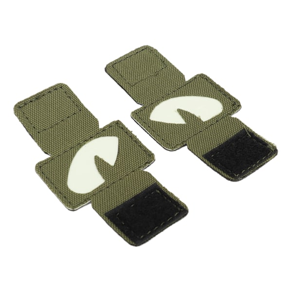 2 stk. Cat Eyes Patch Reflekterende Krog-og-Øje Design Canvas Lysende Cat Eyes Patch til Hatte Uniform Rygsæk Udendørsaktiviteter Nattevandringer Militærgrøn
