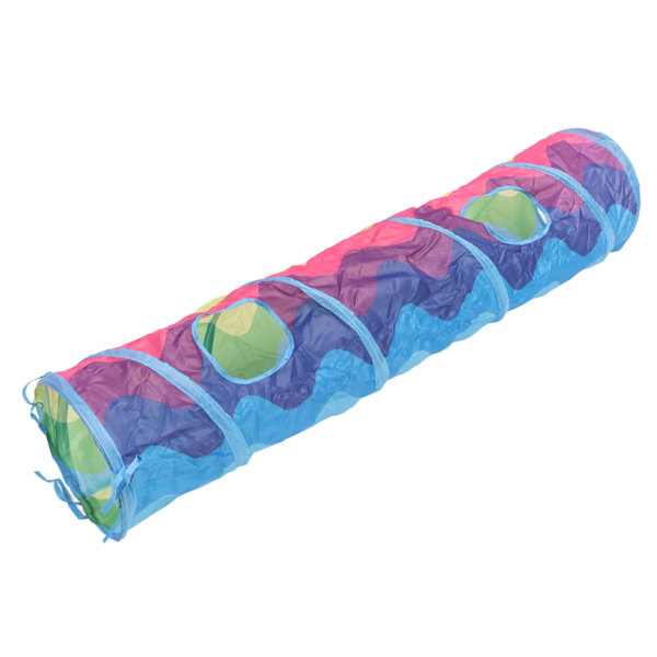 Cat Tunnel Rainbow Wave Color Rolig interaktiv hopfällbar kattungetunnel för inomhusbruk
