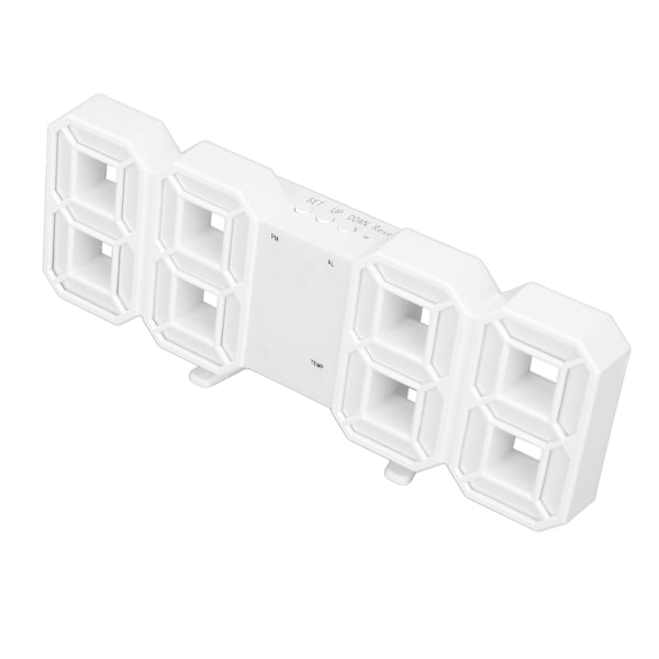 3D LED Digital Vækkeur ABS Natlys Temperatur Skrivebords Vægur til Hjemindretning Soveværelse Hvid