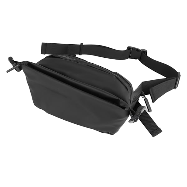 Fanny Pack för män PU-läder Flerlagers vattentät midjeväska för utomhuscamping Vandring Ridning Resa Svart