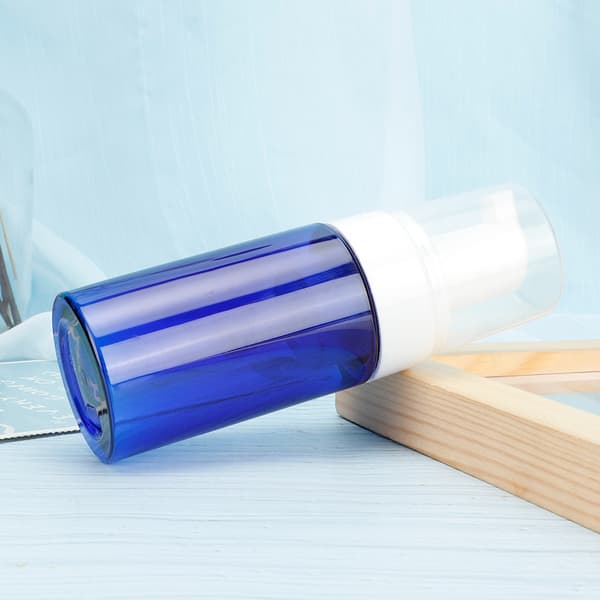 Portable Mousse Foaming Empty Bottle Refillable Travel Dispenser Container (Pump Head Blue)