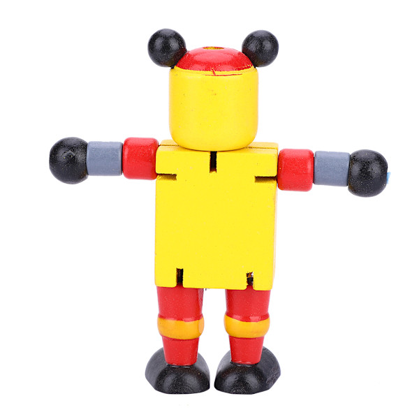 Personlighet Söta robotleksaker i trä Lärande och pedagogiska leksaker för Barn (gul)