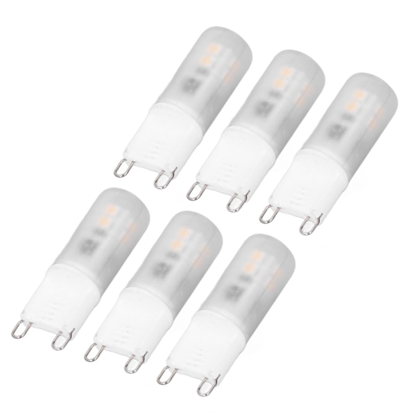 6 stk G9 LED-pærer Keramiske 200LM G9 Sockelpærer til udskiftning af væglampe lysekrone 2W 20W Halogenækvivalent 220V Varmt lys