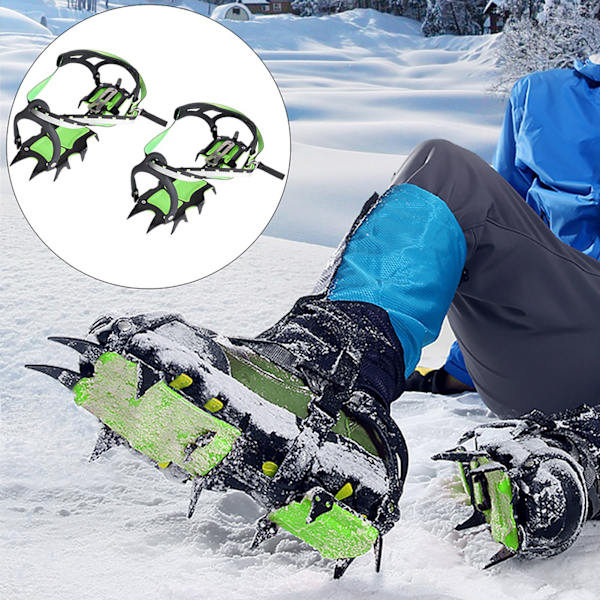 1 par 14 tænder Isbrodder Anti-Slip Sko Grips Pigge Klodser til Udendørs Sne Vandreture og Klatring