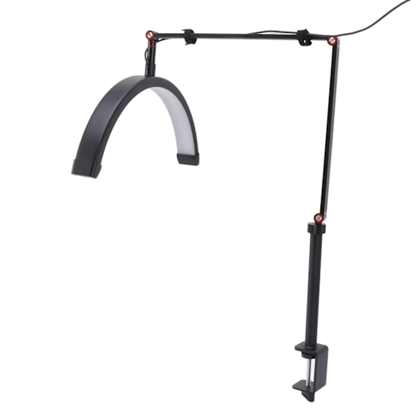 LED Halvmånelys Vippelysbordlampe 360 graders Rotasjon 3 Farger 10 Trinn Dimbar Vippelysforlengelse Beauty Fill Light 20W EU-kontakt 100‑240V