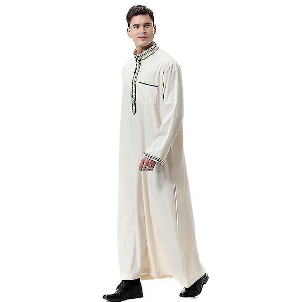 Islamisk Saudi Mænds Lange Robe Thobe Kaftan 3XL Beige