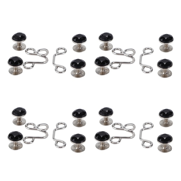 16 stk. Knappnåler Gjenbrukbare Robuste Holdbare Avtakbar Kortspor Design Praktisk Jeansknapp Liten Svart Rhinestone