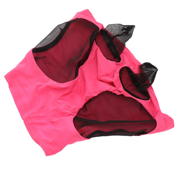 Heste-Net Fluemaske Åndbar Elastisk Hesteansigtsmaske med Ørebeskyttelse Rideudstyr til Ridesport Rose Red