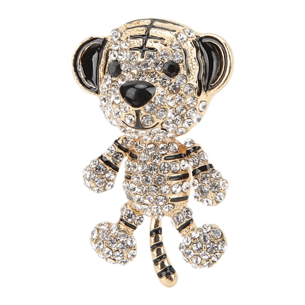 Rhinestone Brosch Söt Tigerform Trendig Utsökt Broschnål för Kvinnor Kläder Dekoration Present Guld