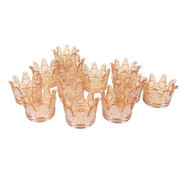 12 st Tealight Ljushållare 7,6 cm Klar Kronstil Bärnsten Används Ofta Liten Ljushållare för Fest Bröllop Kontor