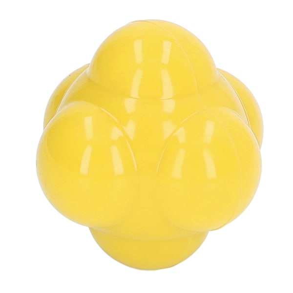 Reaksjonsball i gummi med lyse farger, sekskantet reaksjonstreningsball for å forbedre hånd-øye-koordinasjon og smidighet, gul