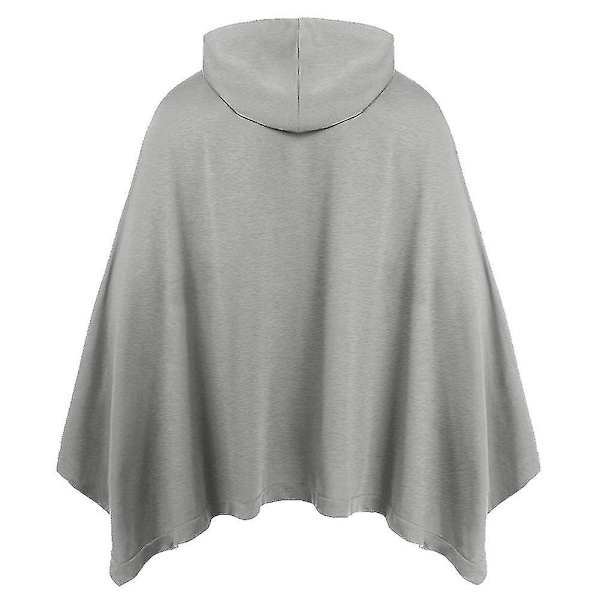 Afslappet Grå Hættetrøje Poncho Kappe - Unisex Mode Trøje