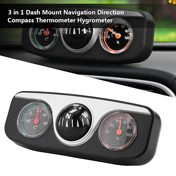 3 i 1 bil, lastebil Dash Mount Navigasjon Kompass Termometer Hygrometer