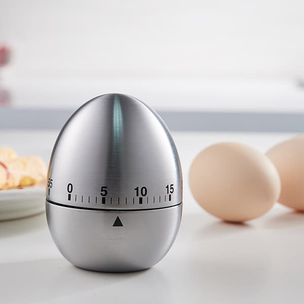 Egg Timer in Stainless Steel, Non-Slip Base 60 Minutes Mechanical Kitchen Timer for Home Baking Students