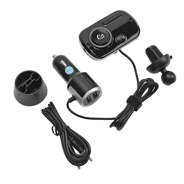 Bluetooth-sender med 2 USB-porte Sort Hurtig opladning Smart detektion Støjreduktion Håndfri funktion Universal bil