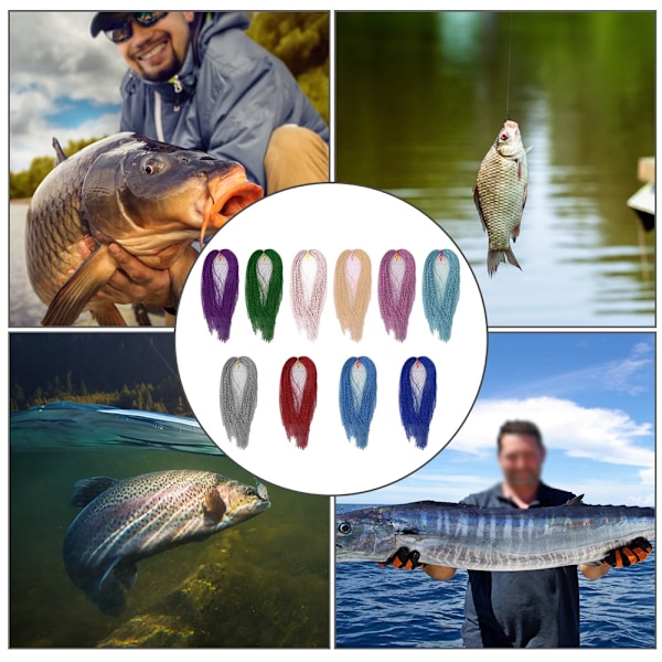 1000 stk PET Krystal Flash Fly Binding Material Holografisk Fiske Lokkemad Binding Lavning Jig Krog Agner Flyfiskeri Binding