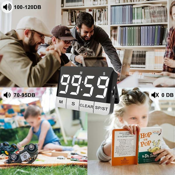 Udendørs timer, der er lige så høj som en alarm, nedtællingstimer til læring, køkkentimer, vækkeur og grilltimer D1