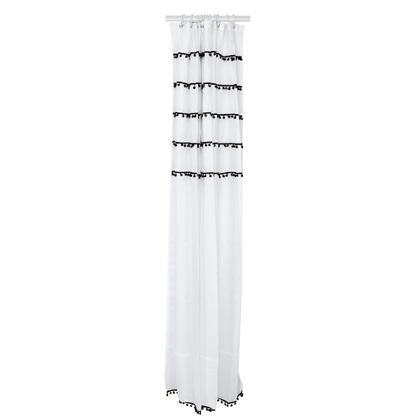 Elegant dusjforheng i svart og hvit polyester til baderom Vanntett muggsikker badgardin 180x200cm