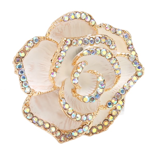 Valkoinen kukka Brossi Pinni Naiset Retro Elegant Upea Seos Strass Terälehti Brossi Hääjuhlaan