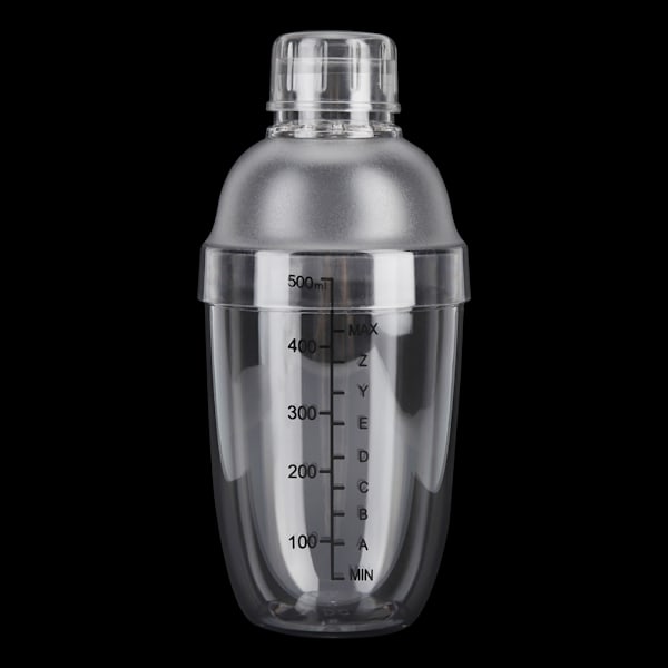 Anti-lekkasje Transparent PC Resin Cocktail Shaker Mixer med Skala Bar Tool (500ml)